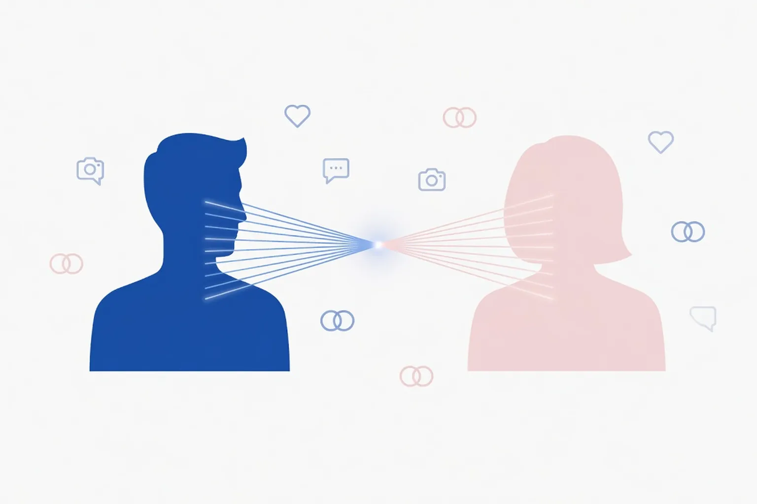 Illustration d'une conversation de rencontre en ligne sur smartphone
