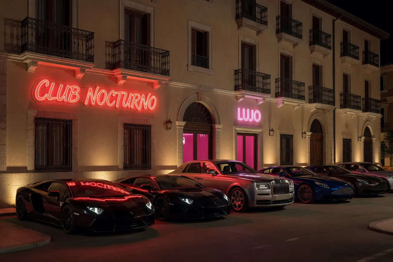 Club d'escort à La Jonquera la nuit en 2026 : façade éclairée