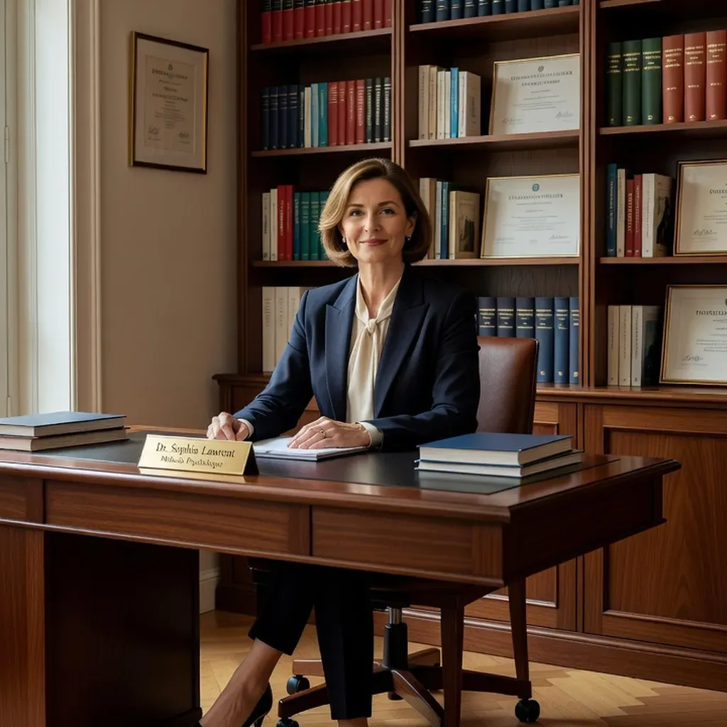 Dr Sophie Beaumont, psychologue clinicienne, dans son cabinet parisien