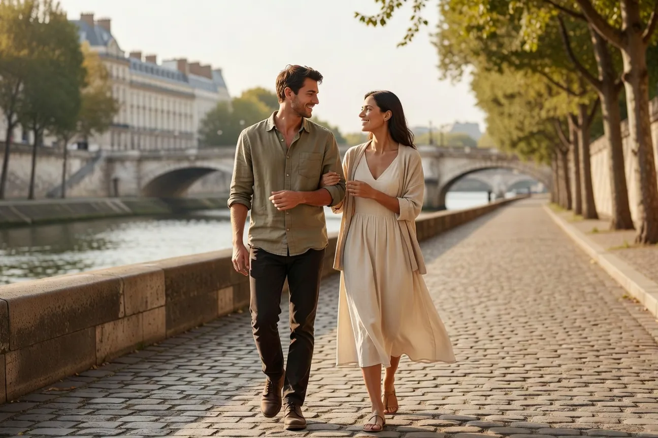 Homme et femme échangeant dans un café lors d'un rendez-vous slow dating
